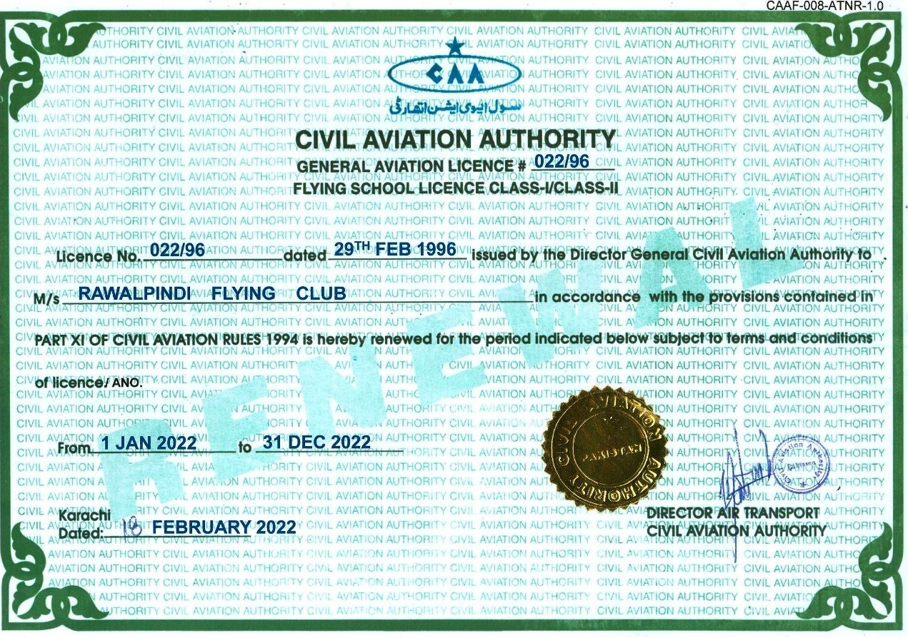 CAA certificate